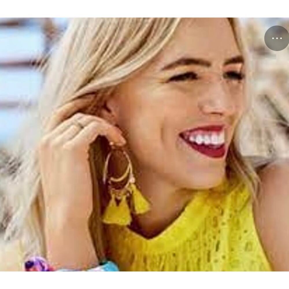 Lilly Pulitzer NWT YELLOW Tassel LILLYS LEMON STATEMENT EARRINGS~ SURF GYPSEA